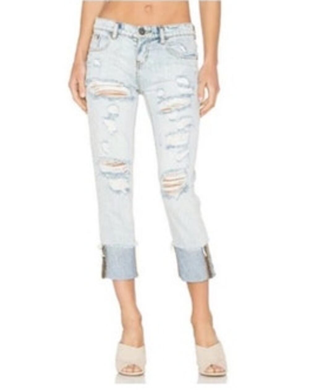 One Teaspoon Jeans Size 25 Awesome Baggies Cropped Distressed Free Love NWT